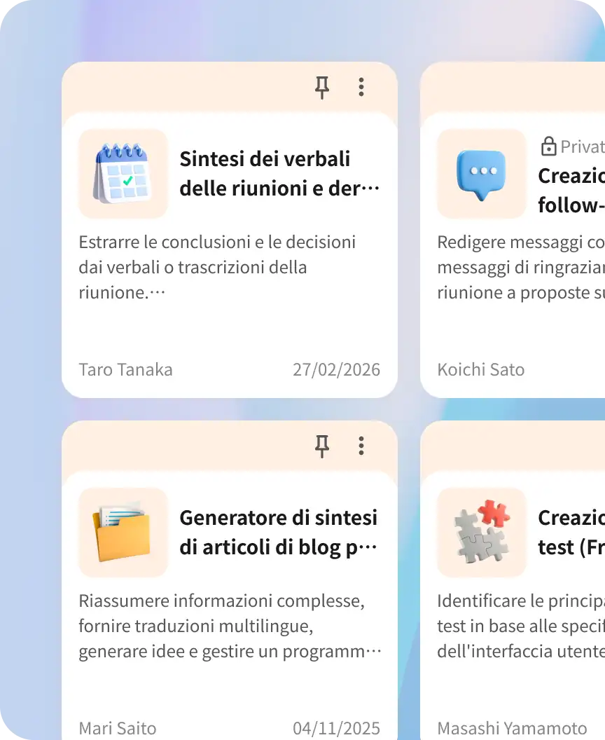 Schermata della Libreria di prompt
