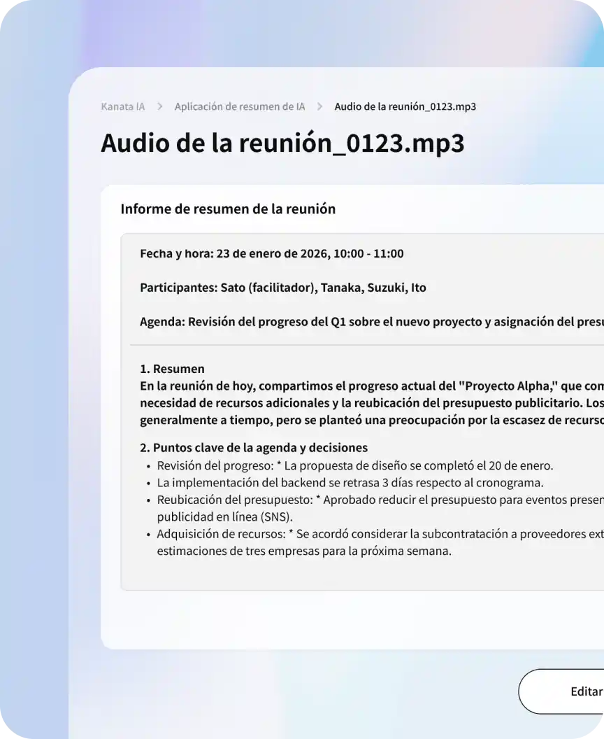 Pantalla de Resumen con IA