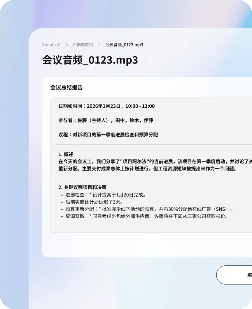 AI 总结界面